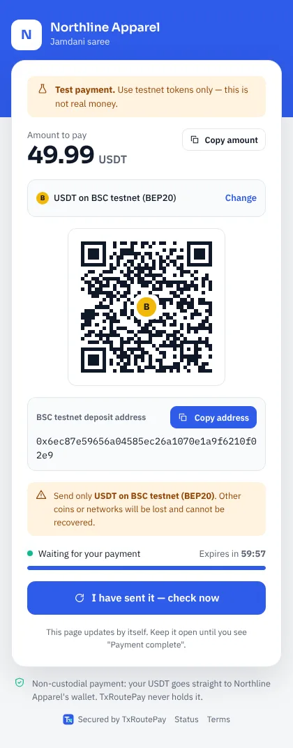 2. Scan the QR code or copy the address